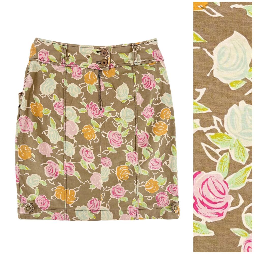 Hei Hei Anthropologie Floral Pencil Skirt Women S 28 Waist Cotton Stretch Y2K